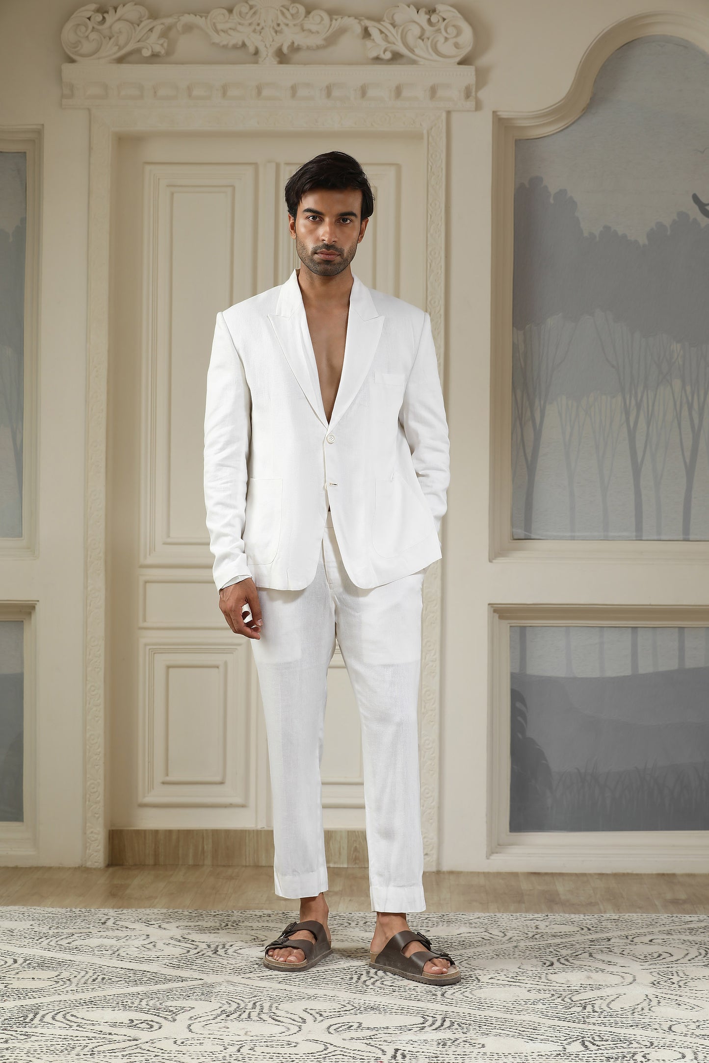 White Breeze Linen Blazer Set