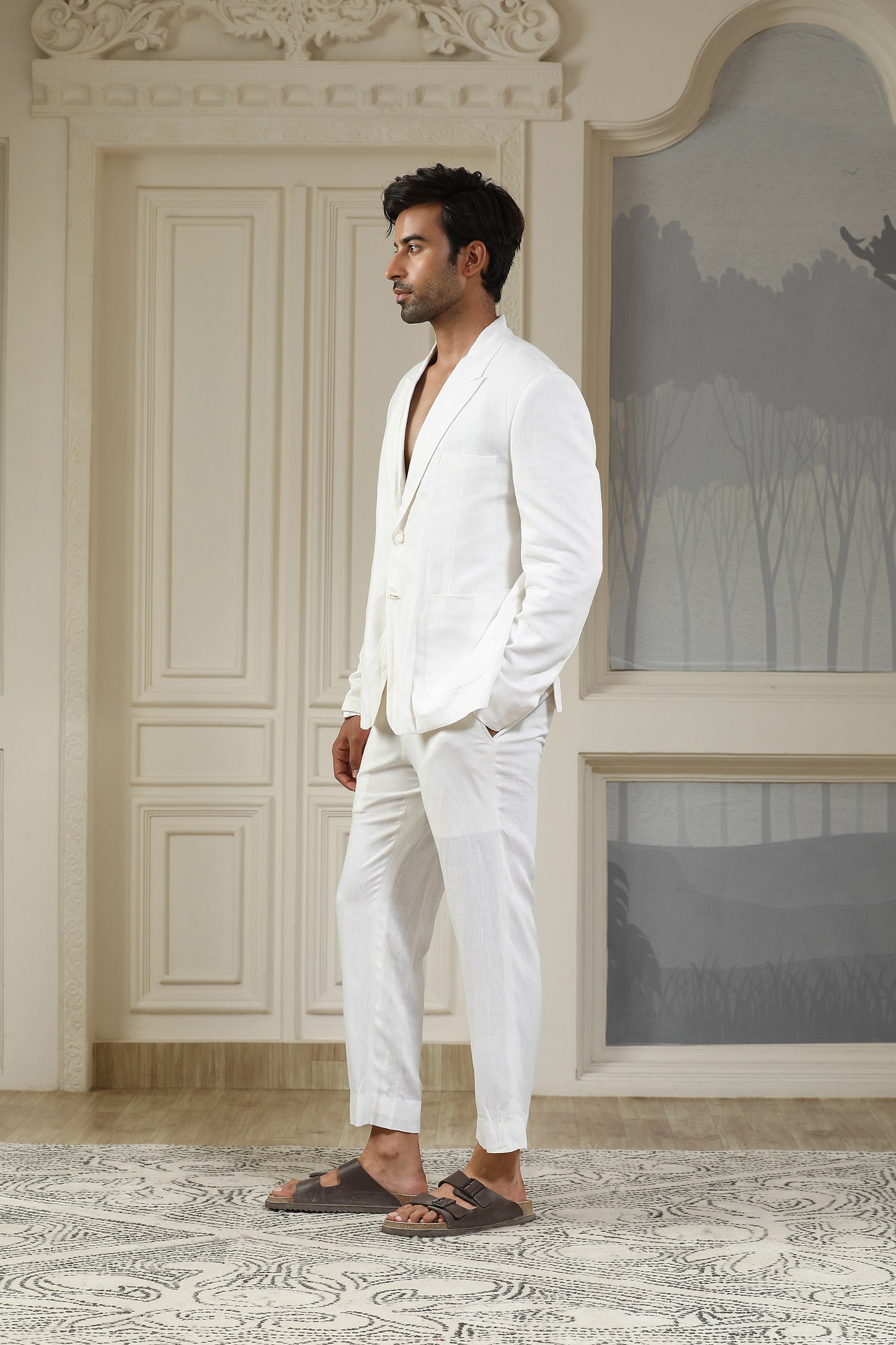 White Breeze Linen Blazer Set