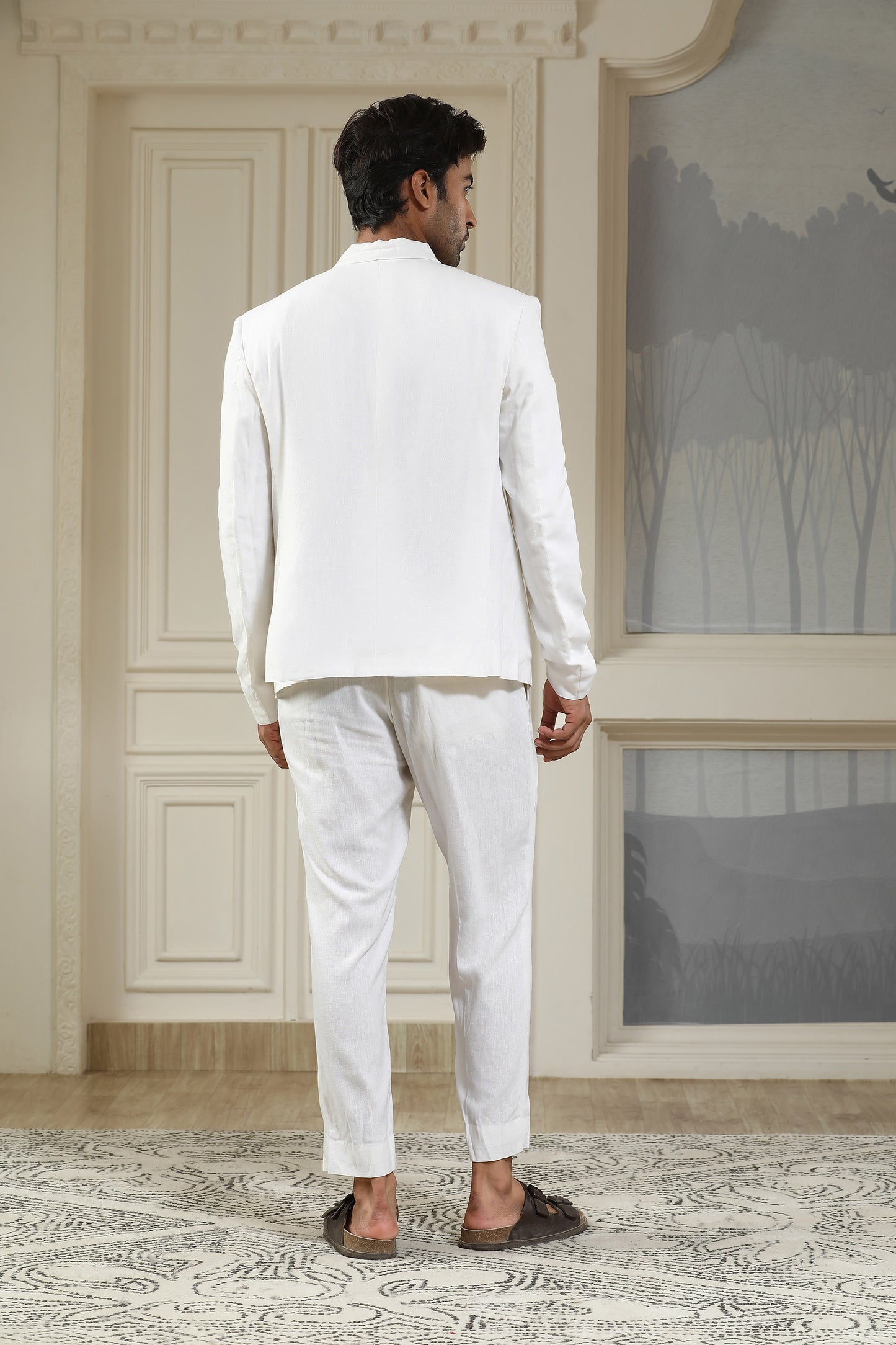 White Breeze Linen Blazer Set