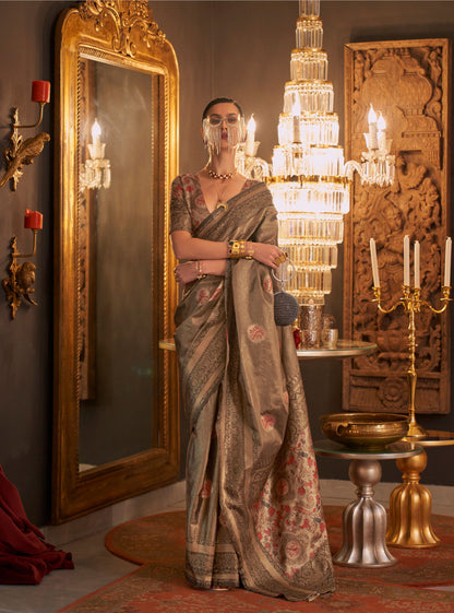Copper Kanwal Zari Handloom Saree