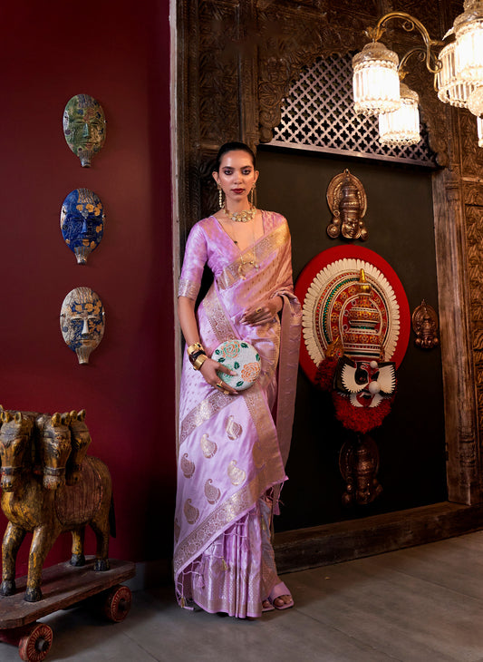 Lavender Kontina Satin Crepe Saree