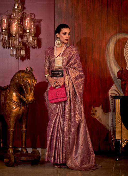 Burgundy Kalkatti Zari Handloom Silk Saree