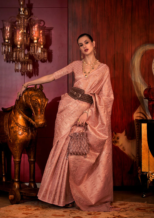 Pink Kalkatti Zari Handloom Silk Saree