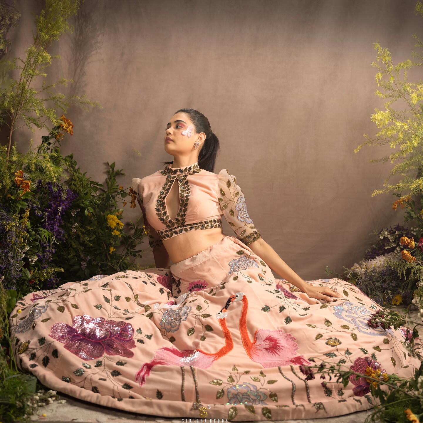 Peach Sequins Embroidered Designer Flying Soul Bridal Lehenga