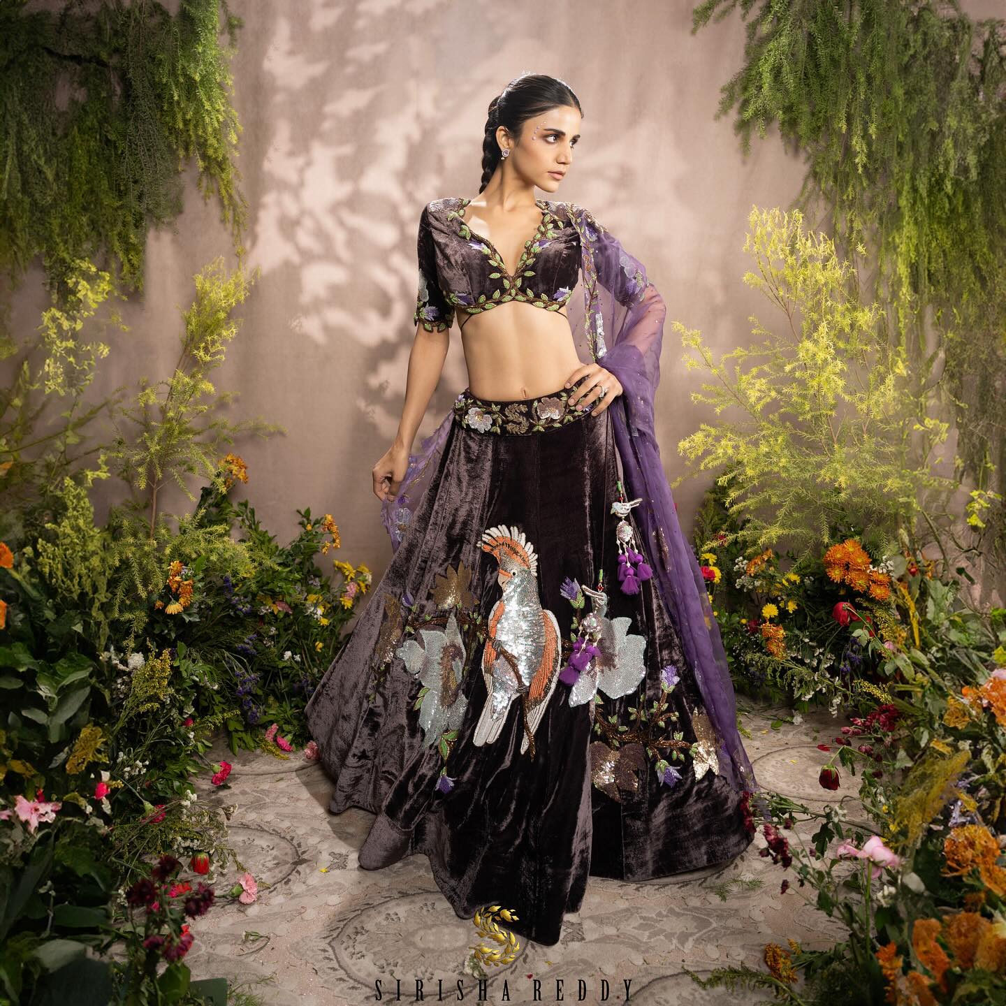 Snuff Hand Embroidered Designer Flying Soul Bridal Lehenga