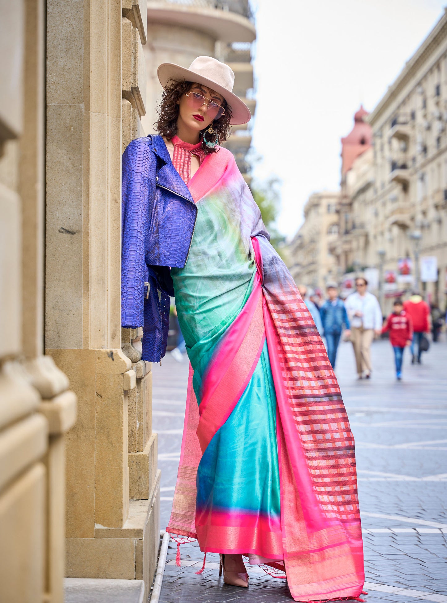 Turquoise Kopper Pure Gaji Silk Handloom Saree