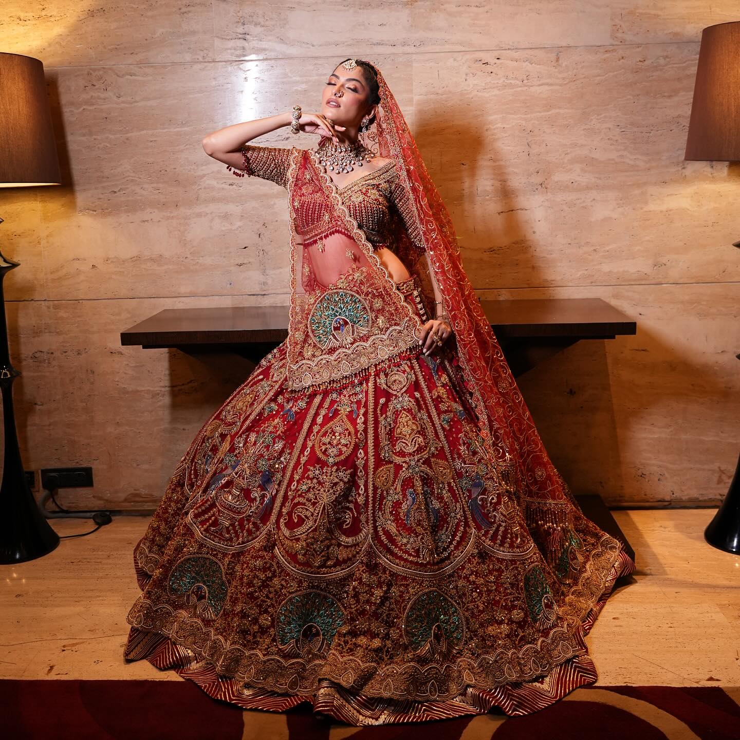 Custom Red Royal Bridal lehenga