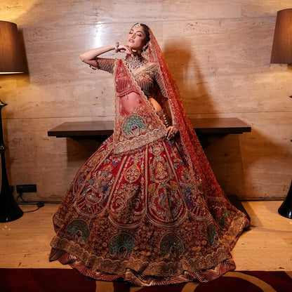 Custom Red Royal Bridal lehenga