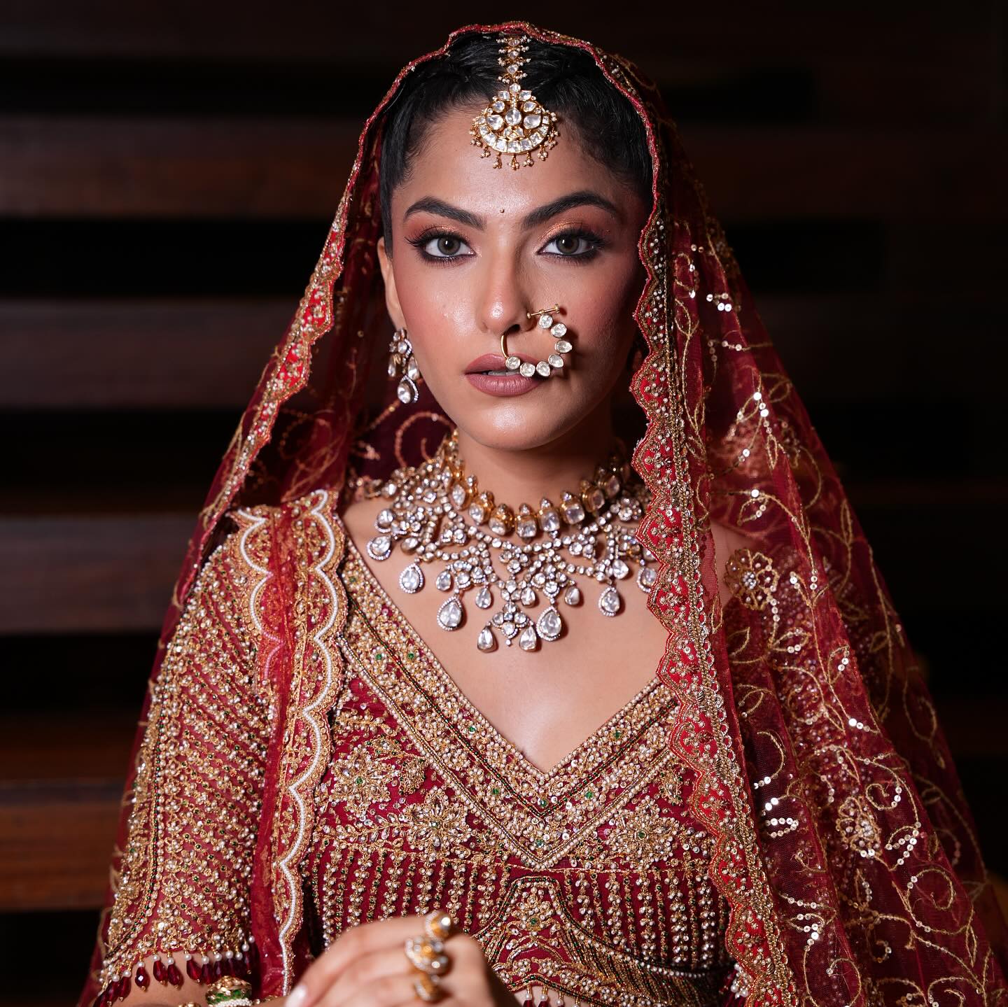 Custom Red Royal Bridal lehenga