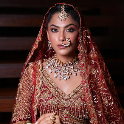 Custom Red Royal Bridal lehenga