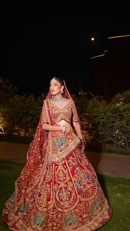 Custom Red Royal Bridal lehenga