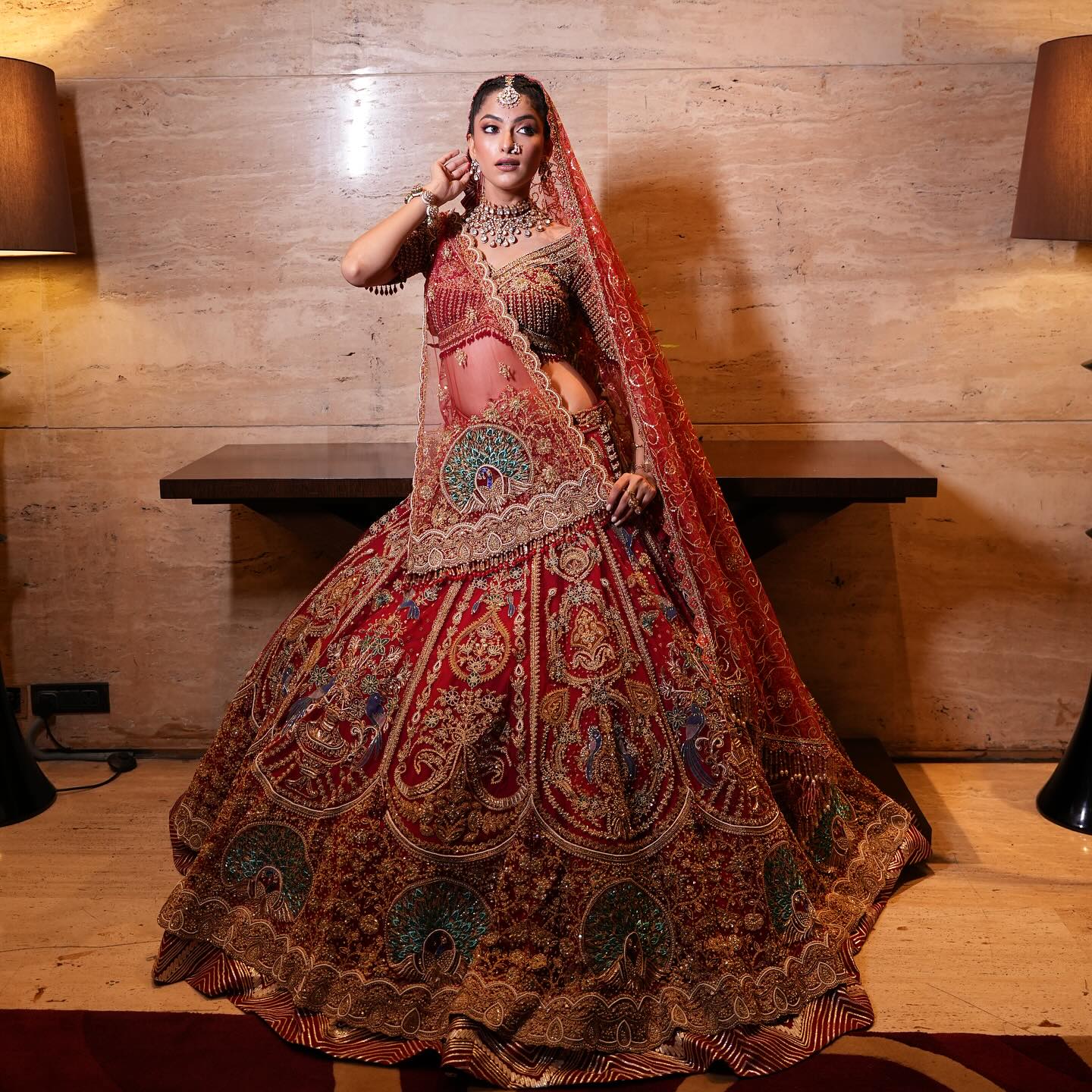 Custom Red Royal Bridal lehenga