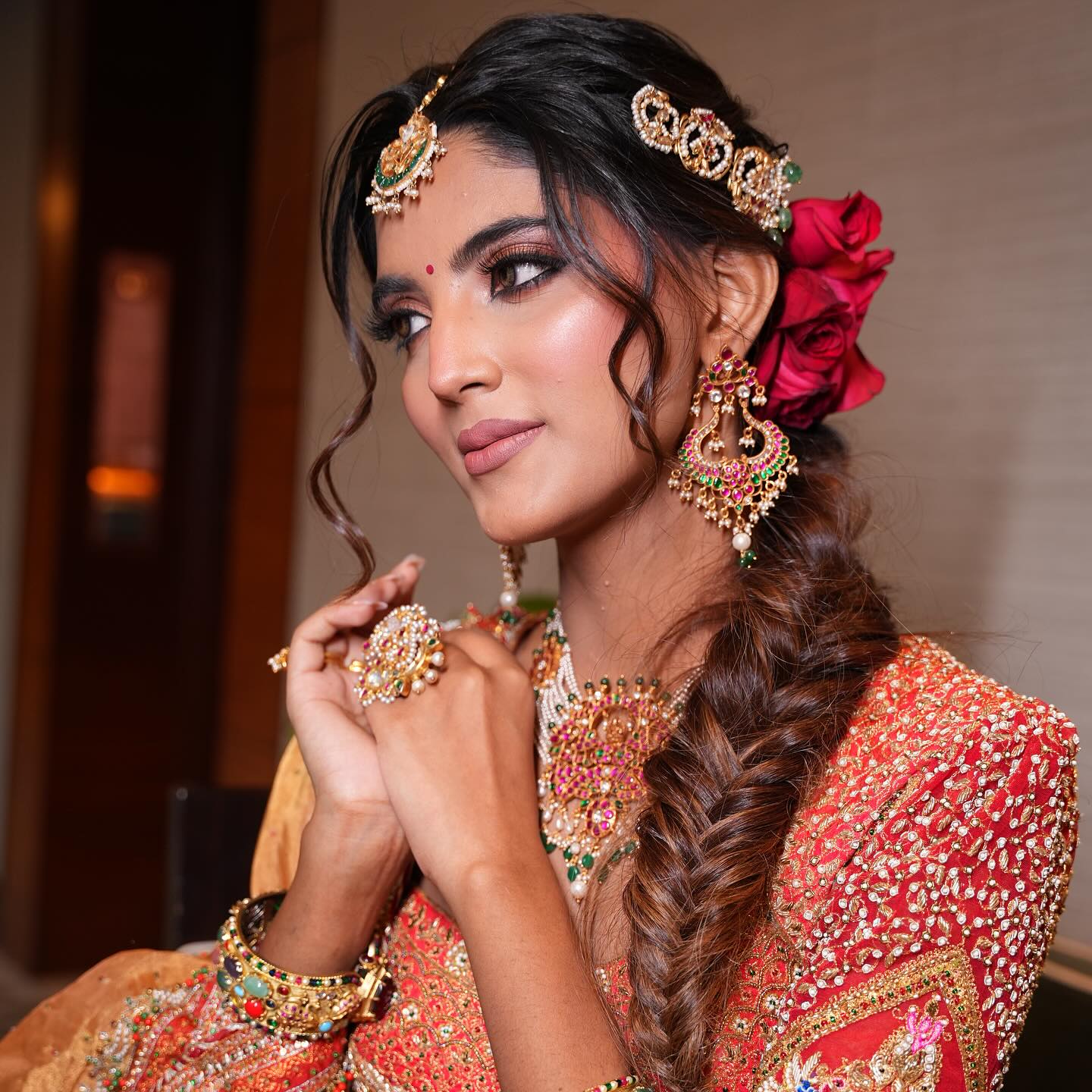 Custom Orange Royal Bridal lehenga