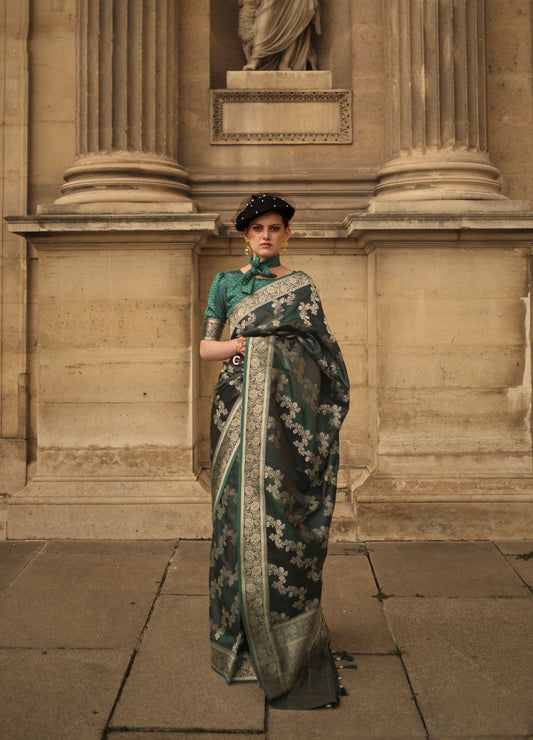 Green Kiki Rangkat Handloom Silk Saree