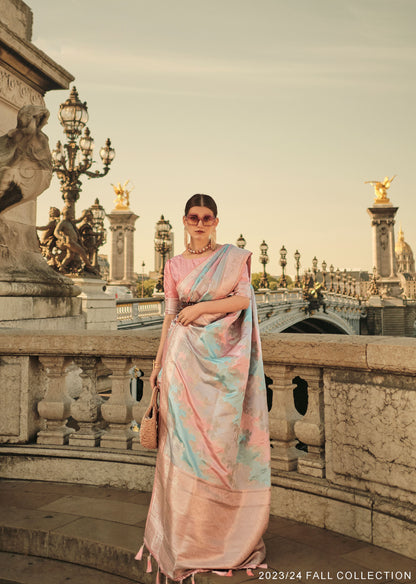 Peach Kiki Rangkat Handloom Silk Saree