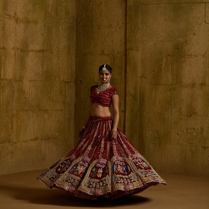 Custom Red Royal Bridal lehenga
