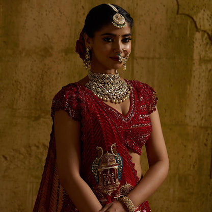 Custom Red Royal Bridal lehenga