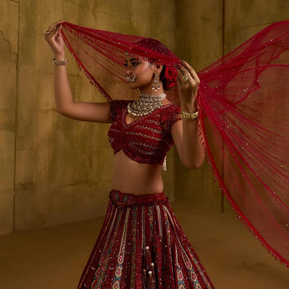 Custom Red Royal Bridal lehenga