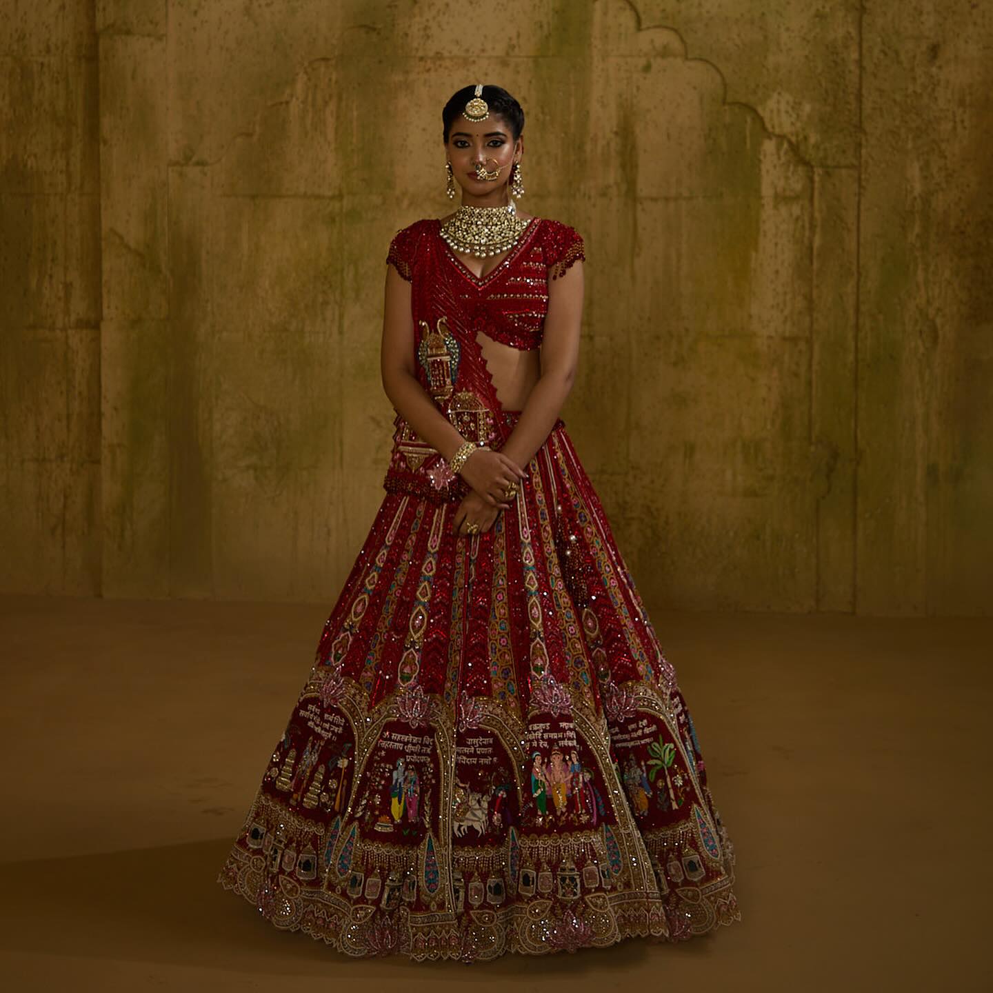Custom Red Royal Bridal lehenga