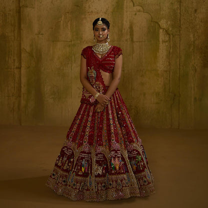 Custom Red Royal Bridal lehenga