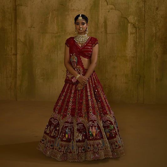 Custom Red Royal Bridal lehenga