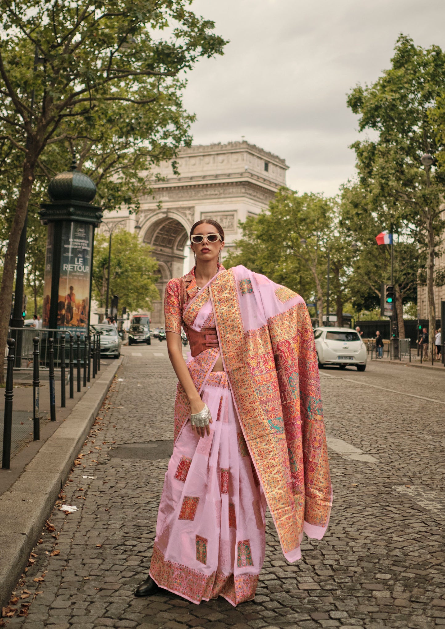 Pink Khadija Kashmiri Handoom Silk Saree
