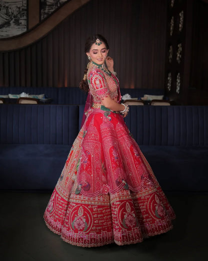 Custom Pink Elaborate Traditional Motif Royal Bridal lehenga