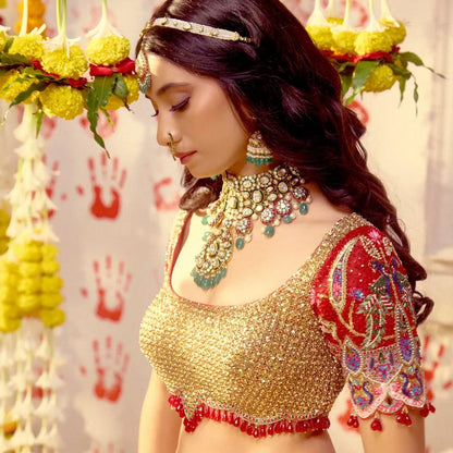 Custom Red Eloquent Elaborate Traditional Motif Royal Bridal lehenga