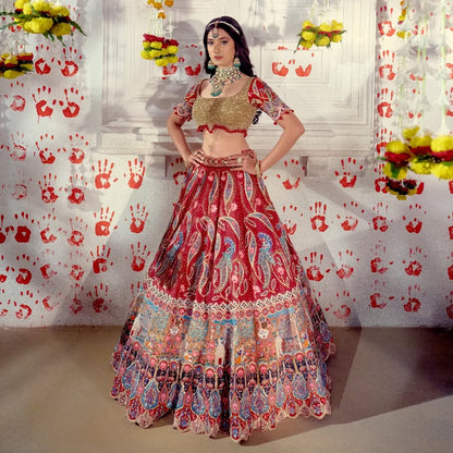 Custom Red Eloquent Elaborate Traditional Motif Royal Bridal lehenga