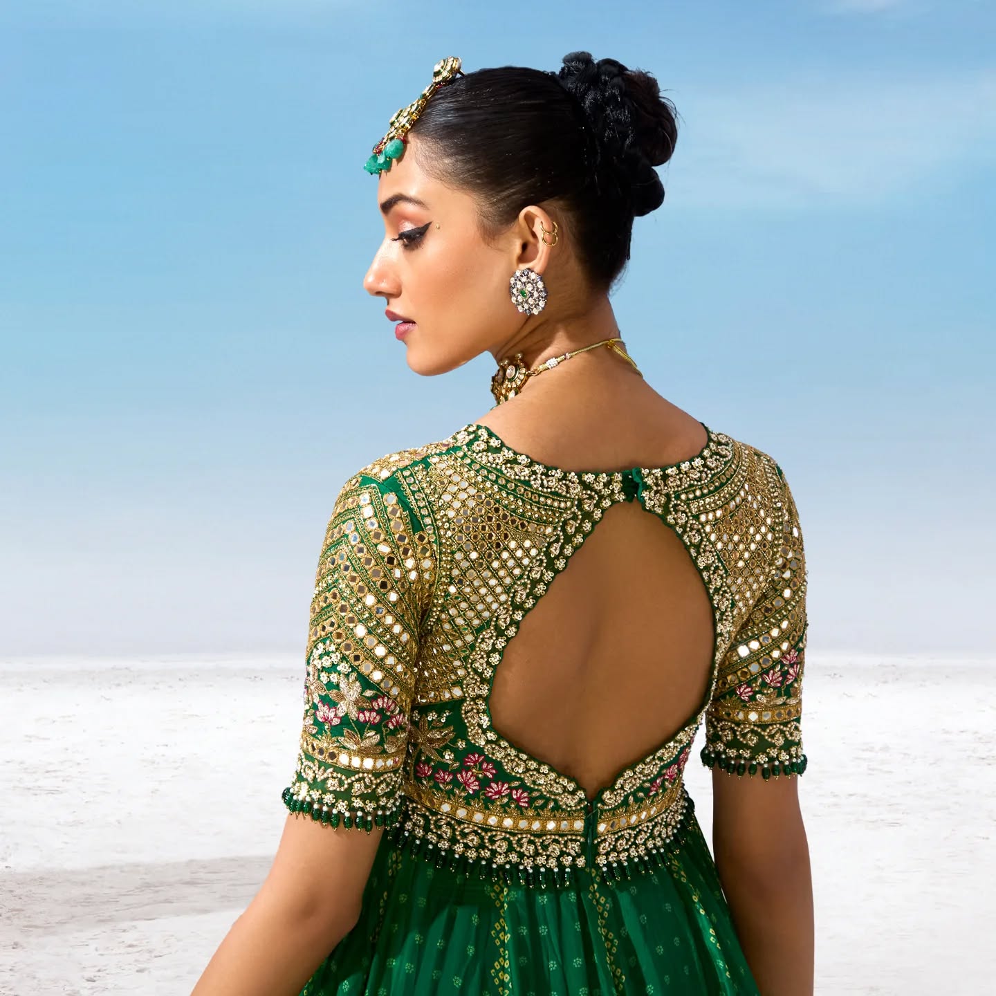 Custom Green Eloquent Bridesmaid Lehenga
