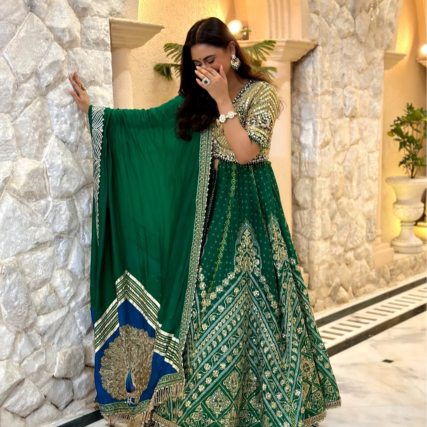 Custom Green Eloquent Bridesmaid Lehenga