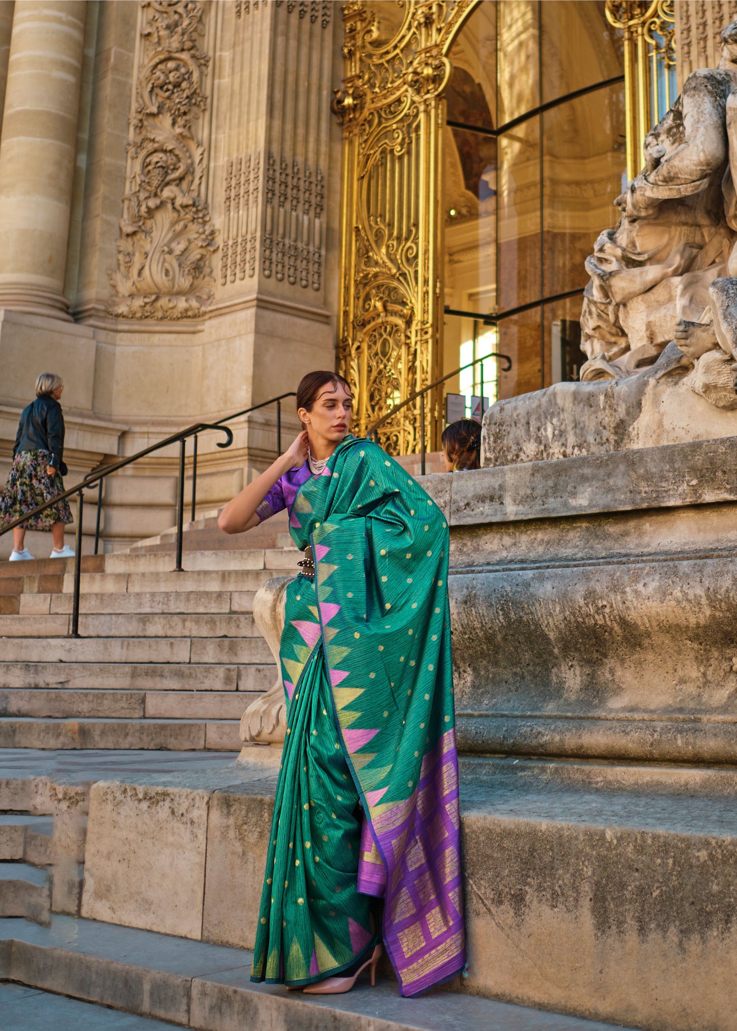 Teal Green Khwaab Handloom Khadi Silk Saree