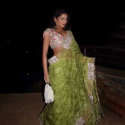 Custom Mint Green Eloquent Bridal Saree