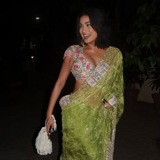 Custom Mint Green Eloquent Bridal Saree