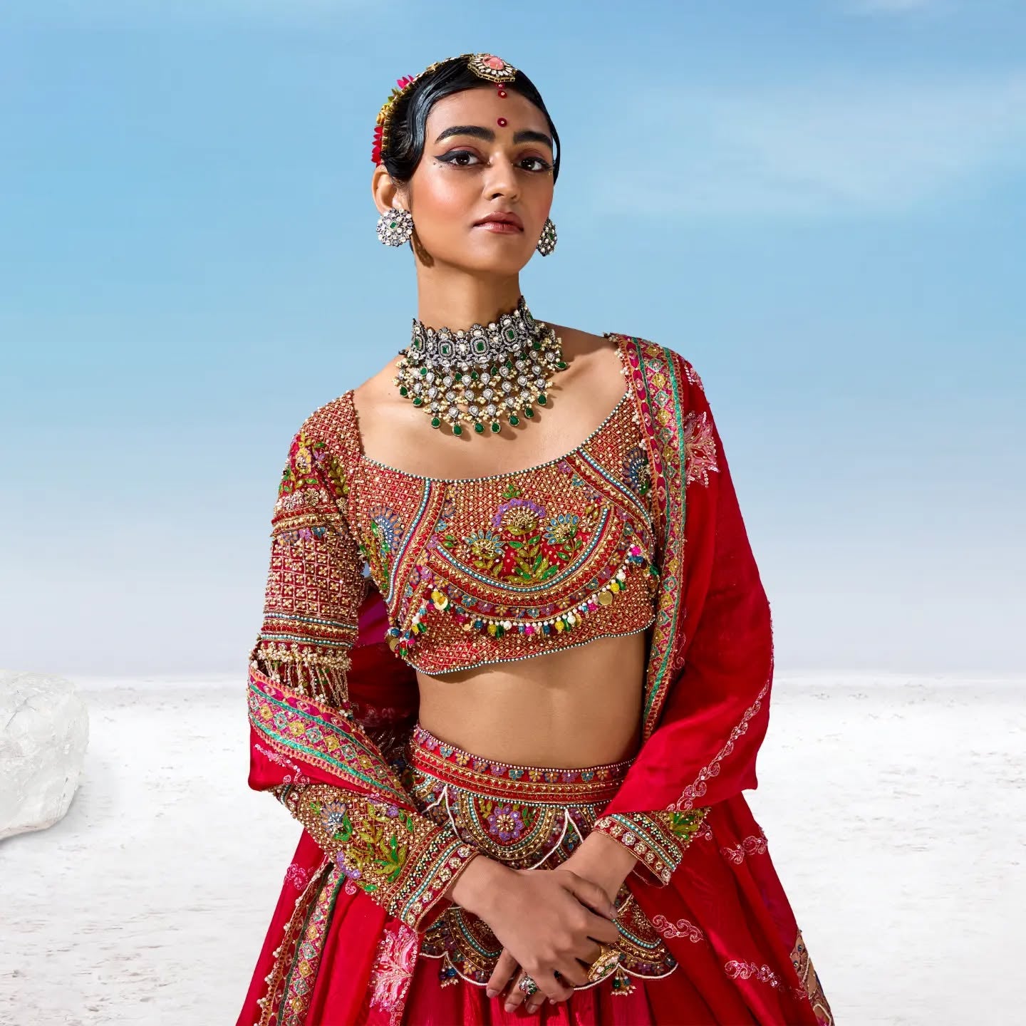 Custom Red Eloquent Bridal Lehenga