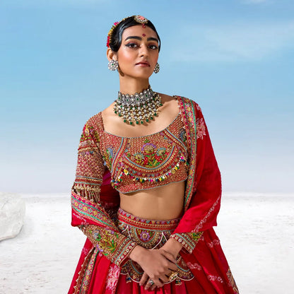 Custom Red Eloquent Bridal Lehenga