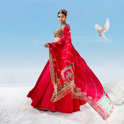 Custom Red Eloquent Bridal Lehenga