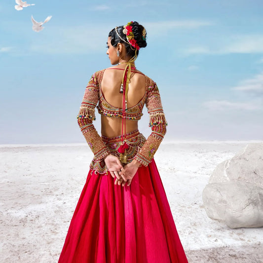 Custom Red Eloquent Bridal Lehenga