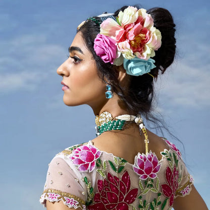 Custom Cream Heavy Bridal Saree