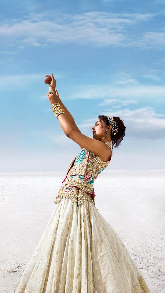 Custom Cream Bridal lehenga with Jacket