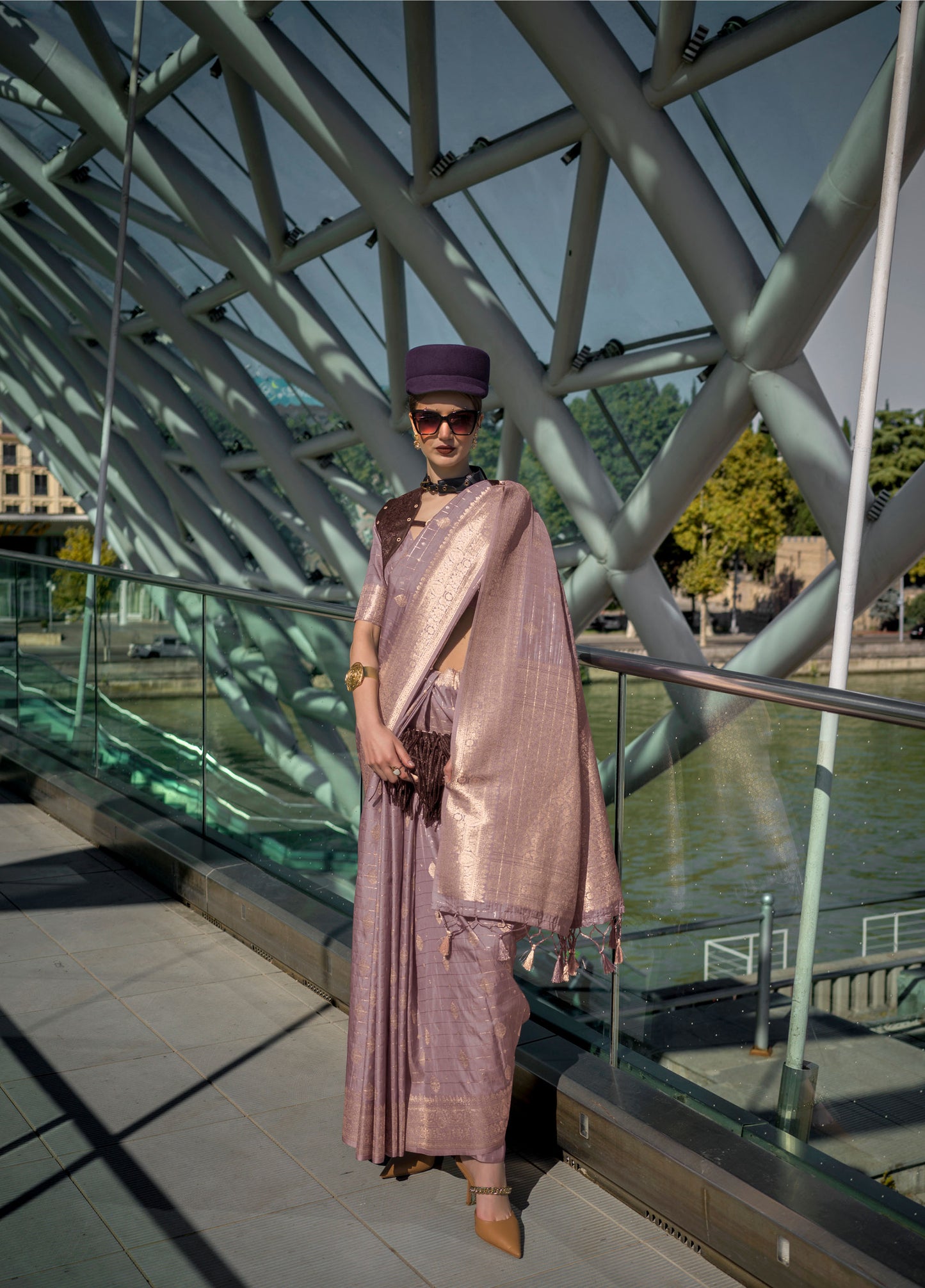 Mauve Kakuna Katan Silk Handloom Saree