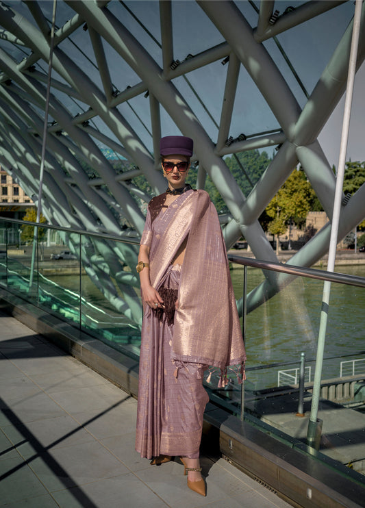 Mauve Kakuna Katan Silk Handloom Saree