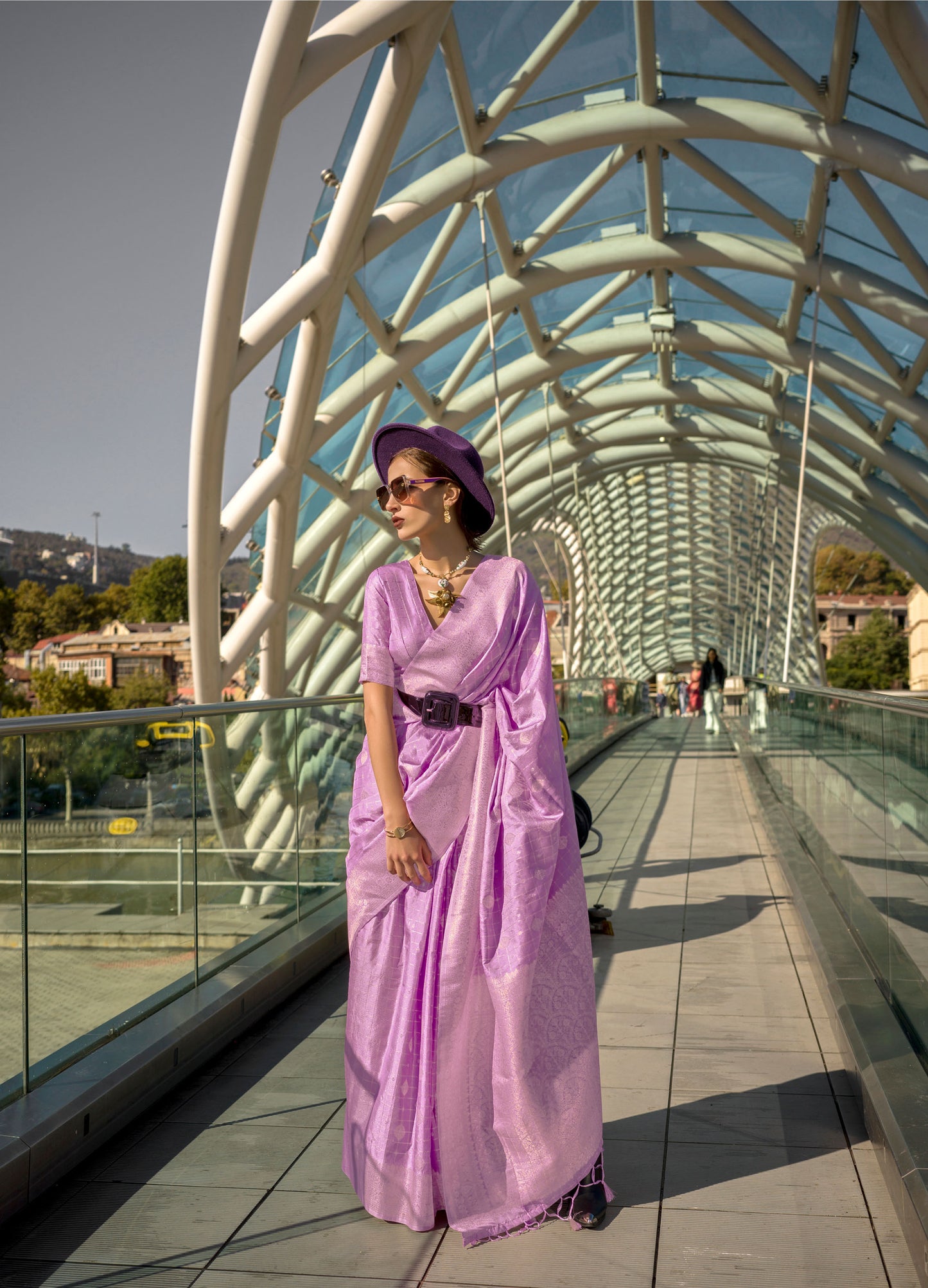 Lavender Kakuna Katan Silk Handloom Saree