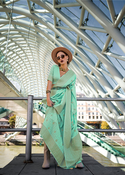 Mint Green Kakuna Katan Silk Handloom Saree