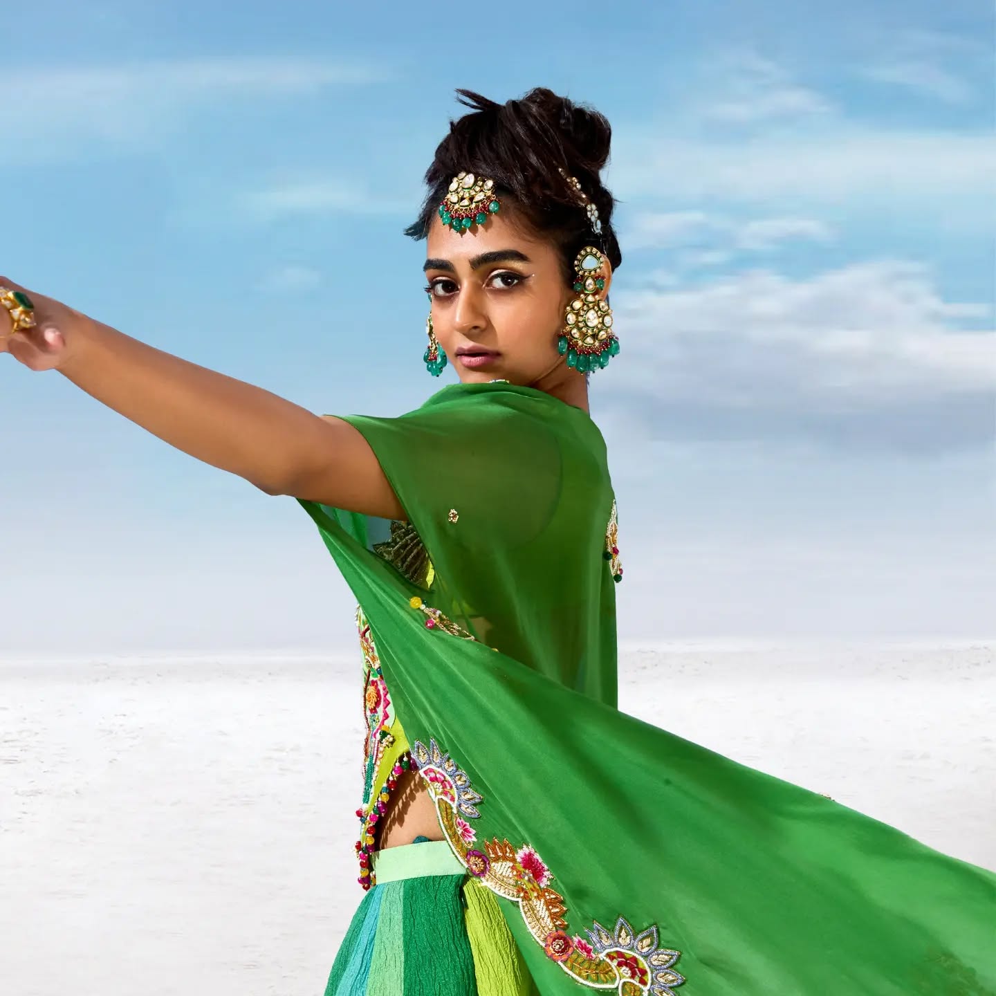 Custom Green Eloquent Bridal Lehenga