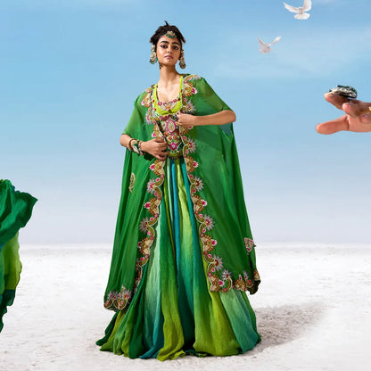 Custom Green Eloquent Bridal Lehenga