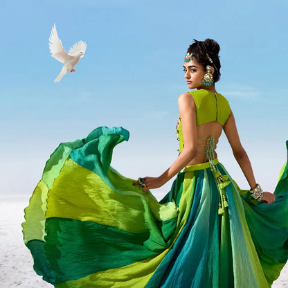 Custom Green Eloquent Bridal Lehenga