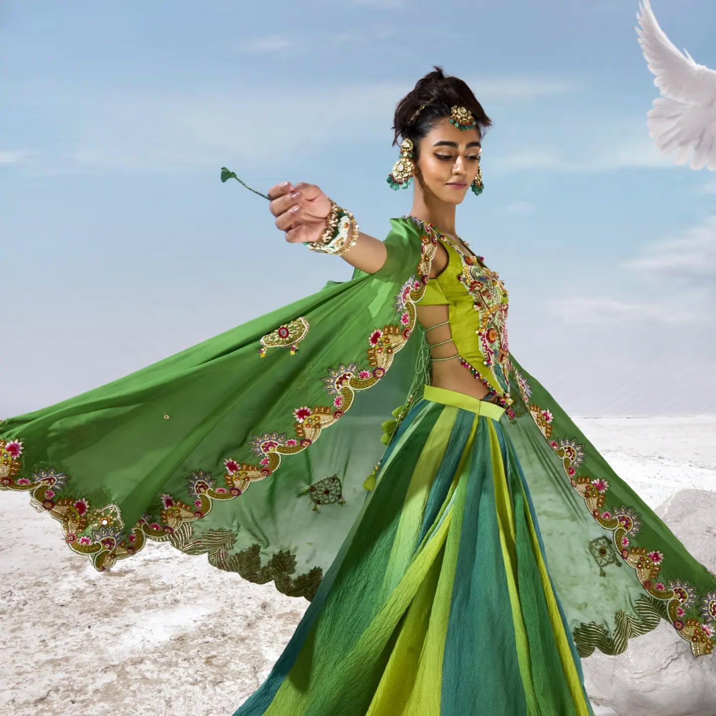 Custom Green Eloquent Bridal Lehenga