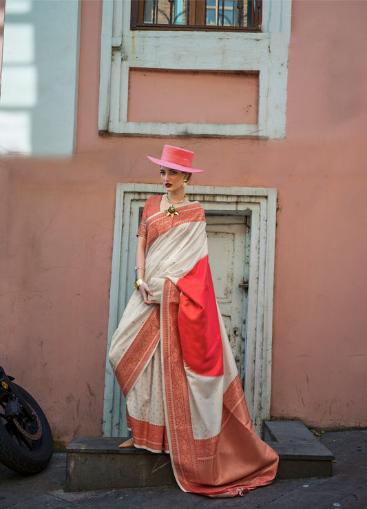 Beige Koche Soft Silk Handloom Saree