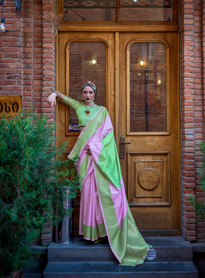 Lavender Koche Soft Silk Handloom Saree